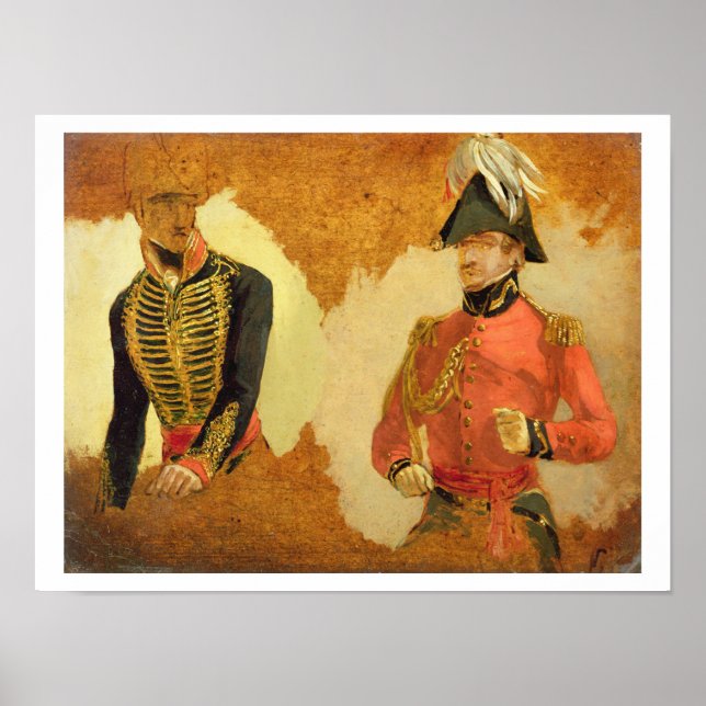 Póster Estudos do Uniforme Real de Artilharia em Cavalo e (Frente)