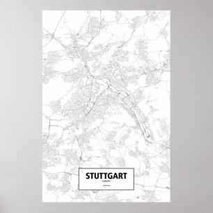Póster Estugarda, Alemanha (preto no branco)