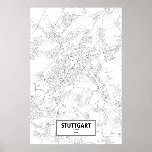 Póster Estugarda, Alemanha (preto no branco) (Frente)