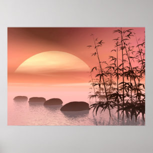 Póster Etapas ao por do sol vermelho