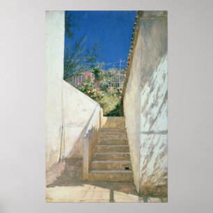 Poster Etapas em um jardim, Argélia, 1883
