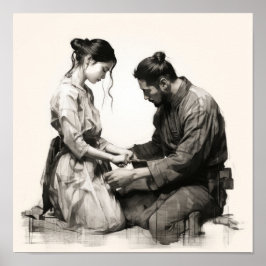 Poster Eternal Bonds: Abraçando o Amor no Tradicional Jap