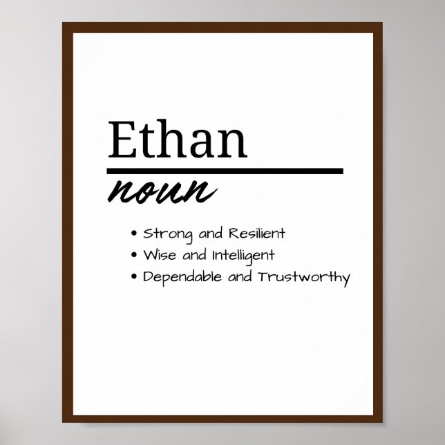 Poster Ethan, Definição de Nome Personalizado de Menino (Frente)