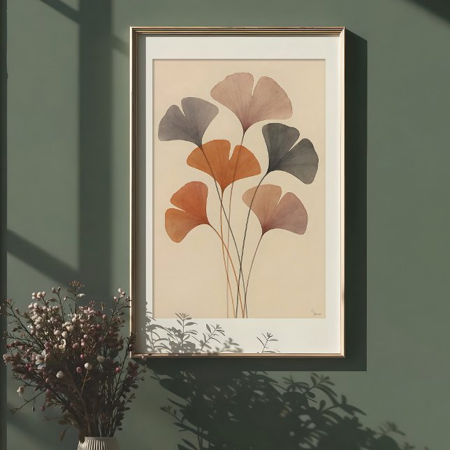 Poster Ethéal Ginkgo Deixa Aquarela (Criador carregado)