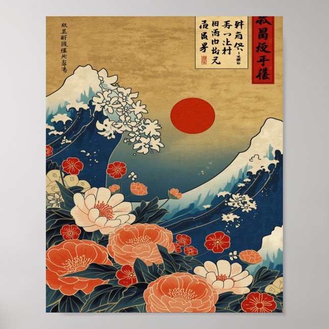 Poster Ethereal Bloom: The Great Wave Reimagined (Frente)