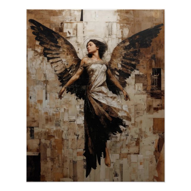 Póster Ethereal Winged Angel Painting in Earth Tones (Frente)