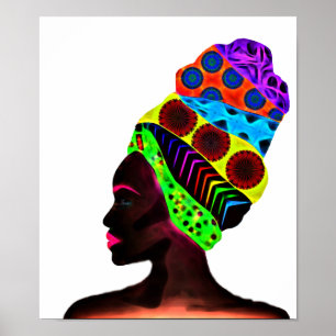 Poster Ethnic African woman with a colorful turban