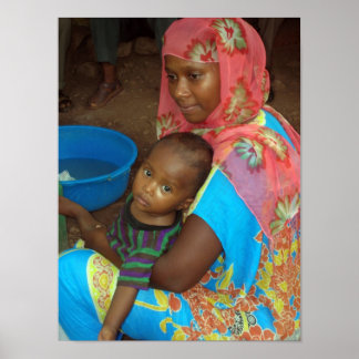 Poster etíope-mãe e criança