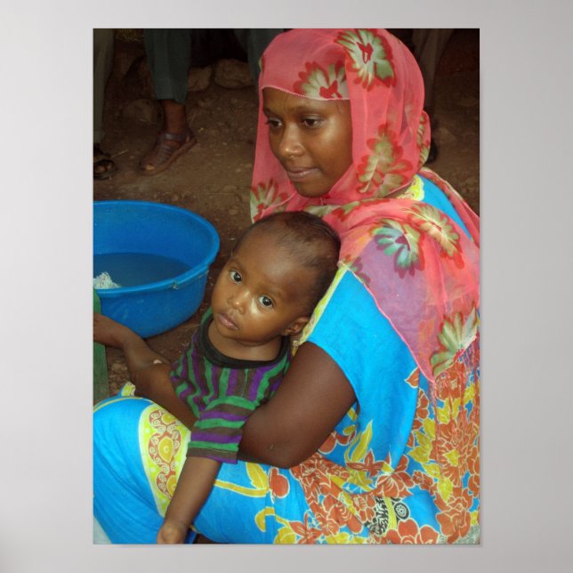 Poster etíope-mãe e criança (Frente)