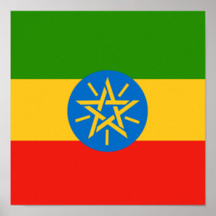 Poster Etiópia - Bandeira do País Etíope - Orgulho Domést