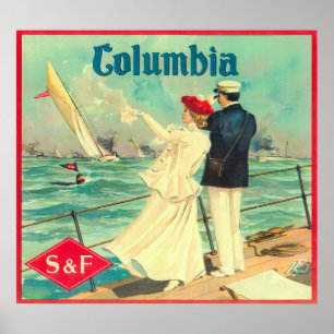 Poster Etiqueta alaranjada de Colômbia