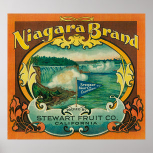 Póster Etiqueta alaranjada de Niagra
