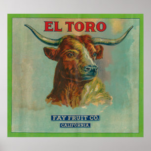 Poster Etiqueta alaranjada do EL Toro