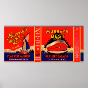 Póster Etiqueta Alaska dos salmões da marca de Murrays a