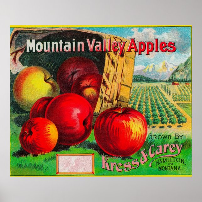 Póster Etiqueta da Apple do Vale das MontanhasHamilton, M (Frente)