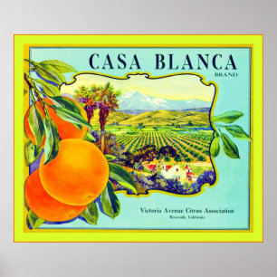 Poster Etiqueta da caixa da fruta do vintage