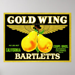 Poster Etiqueta da caixa da fruta do vintage