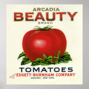 Poster Etiqueta da caixa da fruta do vintage, tomates da