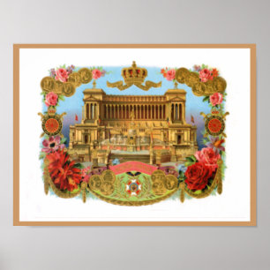 Póster Etiqueta da caixa de charuto do vintage - Roma