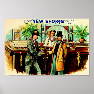 Poster etiqueta da caixa de charutos New Sports 1900