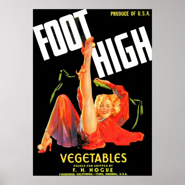 Poster Etiqueta da caixa vegetal Foot High Vegetais dos a (Frente)