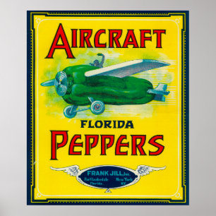 Póster Etiqueta da pimenta dos aviões