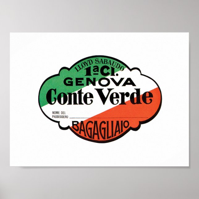 Poster Etiqueta de Bagagem Conte Verde (Frente)
