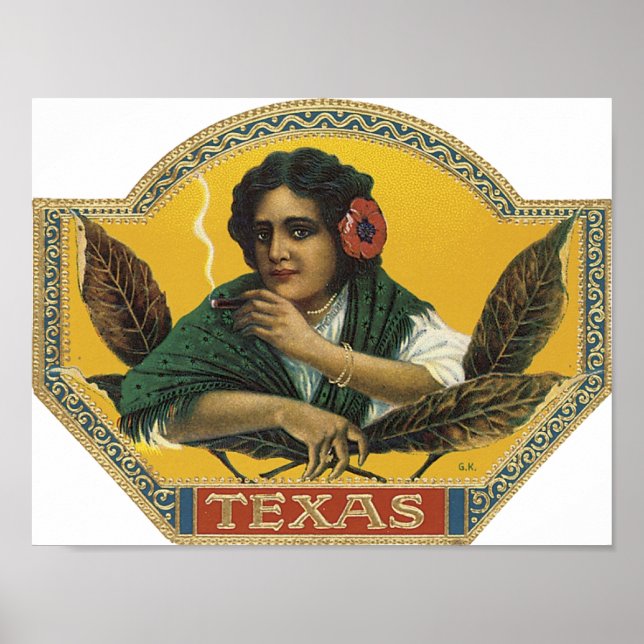 Poster Etiqueta de Cigar do Texas (Frente)