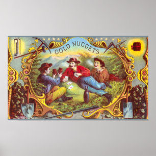 Poster Etiqueta de Cigarro Antiquado com Nuvens Douradas