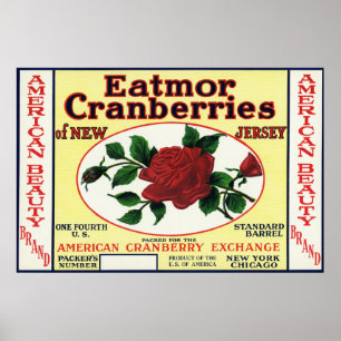 Póster Etiqueta de marca americana dos arandos de Eatmor