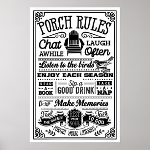 Poster Etiqueta de Porch: As Regras de Relaxação por Escr
