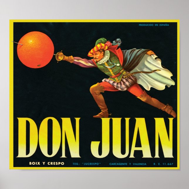 Póster Etiqueta de Taxa de Don Juan Vintage (Frente)