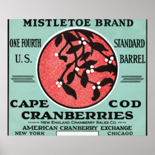 Póster Etiqueta do arando da marca do visco de Cape Cod