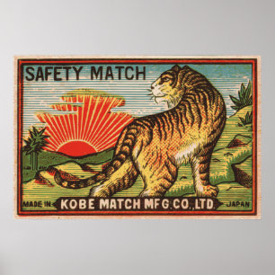 Póster Etiqueta do fósforo de segurança do vintage -