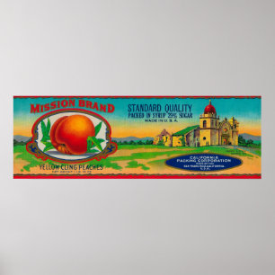 Poster Etiqueta do pêssego da missão