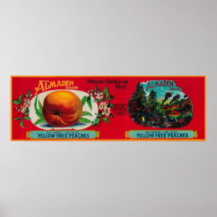 Poster Etiqueta do pêssego de Almaden