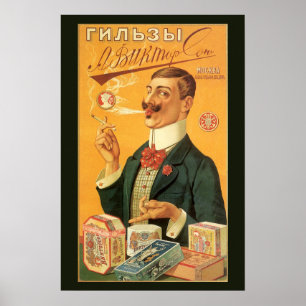Poster Etiqueta do produto do vintage, tabaco de cigarro