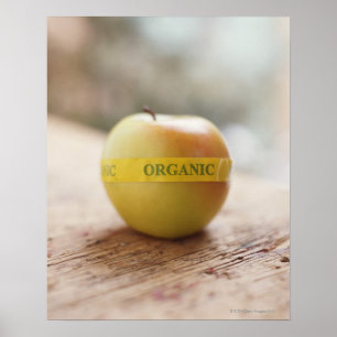 Póster Etiqueta orgânica na maçã