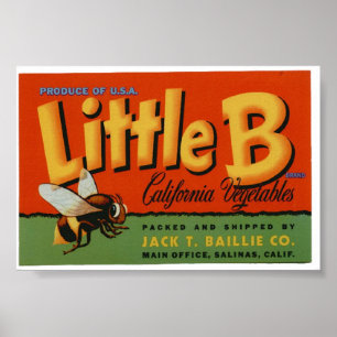 Póster Etiquetas de Taxa de Vegetais de Abelhas Vintage