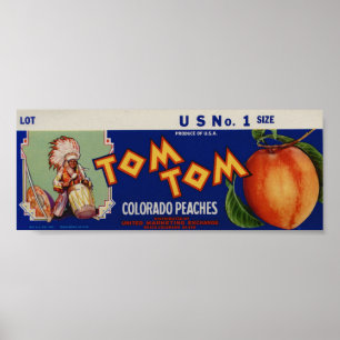 Poster Etiquetas indianas velhas da caixa da fruta dos
