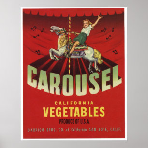 Póster Etiquetas velhas da caixa dos vegetais do vintage