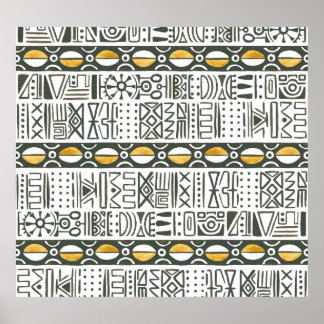 Poster Etnia africana, padrão sem costura de aquarela.