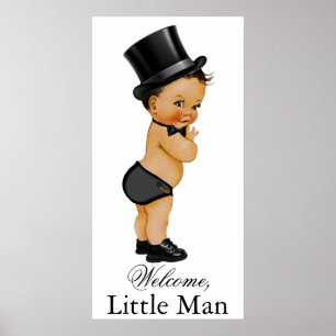 Póster Etnia Letreiro de Bebe Menino Aniversário