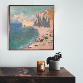 Poster Etretat: A Praia e o Falício de Claude Monet
