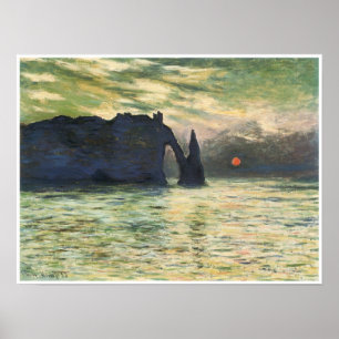 Poster Etretat, Sunset, 1883, Claude Monet