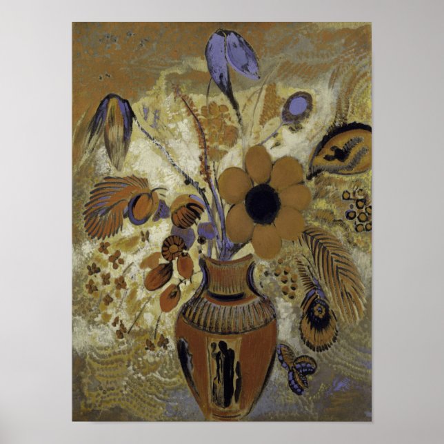 Poster Etruscan Vase com Flores (Frente)