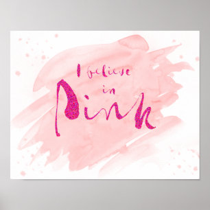 Póster Eu acredito em citações cor-de-rosa de Audrey