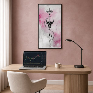 Póster Eu Acredito em Mim Símbolo Pink Marble Trader