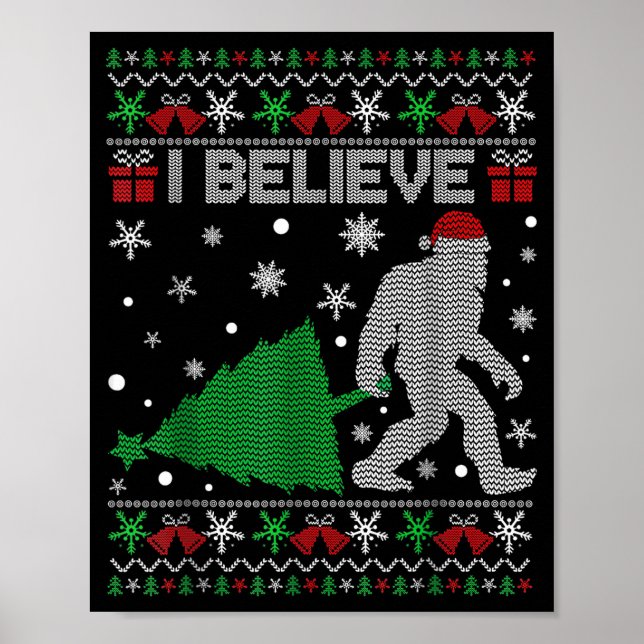 Poster Eu Acredito no Pé Grande Sasquatch Natal  (Frente)