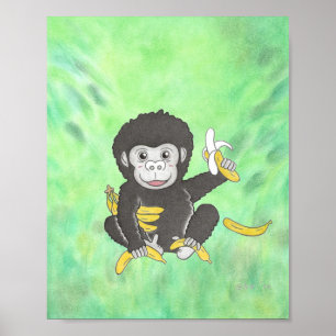 Poster "Eu adoro bananas" 
